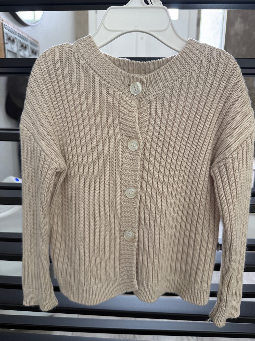 Bums & Roses Cozy Ribbed Button-Front Sweater Cardigan - Beige Super Soft